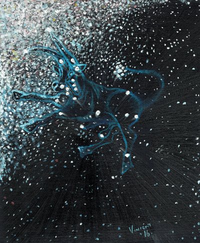 Stjernetegn Taurus, 2016, (olie på lærred) af Vincent Alexander Booth