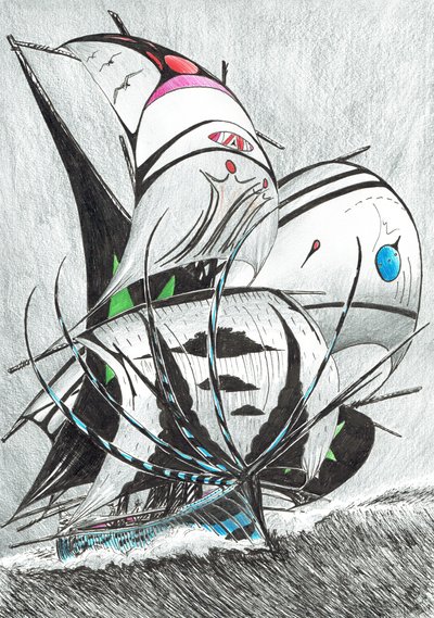 Storm Creators Andaman Sea, 2017, (Blæk på papir) af Vincent Alexander Booth