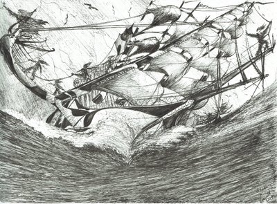 Storm Creators Arcticic Ocean, 2017, (blæk på papir) af Vincent Alexander Booth