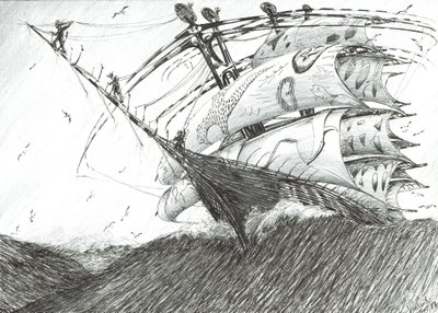 Storm Creators Barentshavet, 2017, (Blæk på papir) af Vincent Alexander Booth