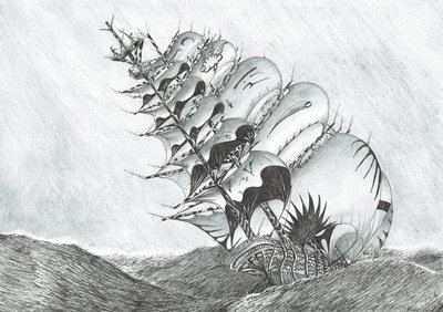 Storm Creators East China Sea, 2017, (blæk på papir) af Vincent Alexander Booth