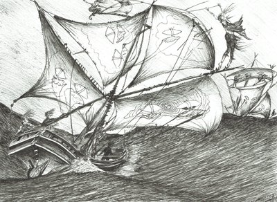 Storm Creators Indiske Ocean, 2017, (blæk på papir) af Vincent Alexander Booth