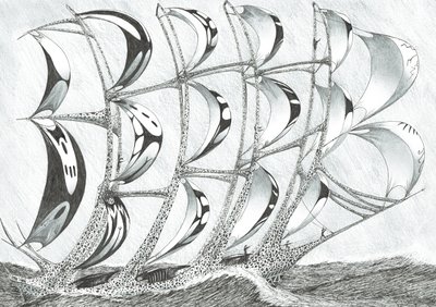 Storm Creators Laccadive Sea, 2017, (blæk på papir) af Vincent Alexander Booth