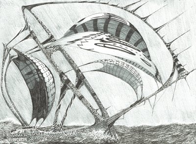 Storm Creators Laptev Sea, 2017, (blæk på papir) af Vincent Alexander Booth