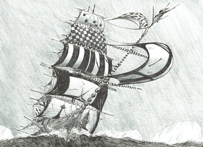 Storm Creators Prince Gustav Adolf Sea, 2017, (blæk på papir) af Vincent Alexander Booth