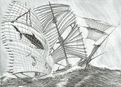 Storm Creators Savu Sea, 2017, (blæk på papir) af Vincent Alexander Booth