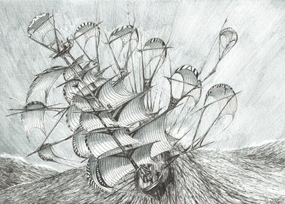 Storm Creators South China Sea, 2017, (Blæk på papir) af Vincent Alexander Booth