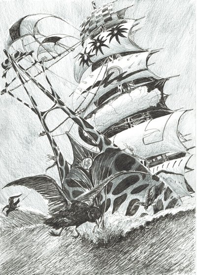 Storm Creators Timor Sea, 2017, (Blæk på papir) af Vincent Alexander Booth