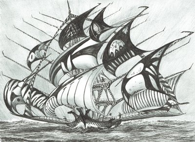 Storm Creators Visayan Sea, 2017, (blæk på papir) af Vincent Alexander Booth