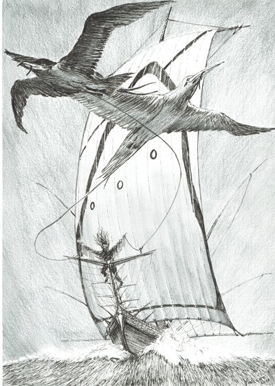 Storm Creators Wandel Sea, 2017, (blæk på papir) af Vincent Alexander Booth