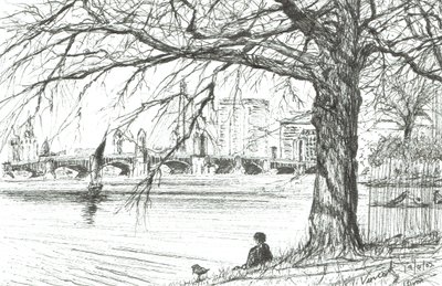 Charles-floden, Boston. 2003, (blæk på papir) af Vincent Alexander Booth