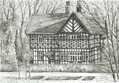 The Gatehouse at Bramhall Park, 2007, (blæk på papir) af Vincent Alexander Booth