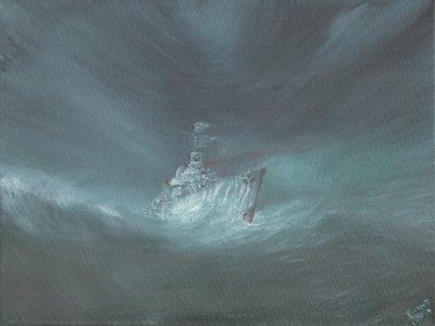 USS Warrington tabte i orkanen ud for Bahamas den 13. september 1944, 2019 af Vincent Alexander Booth