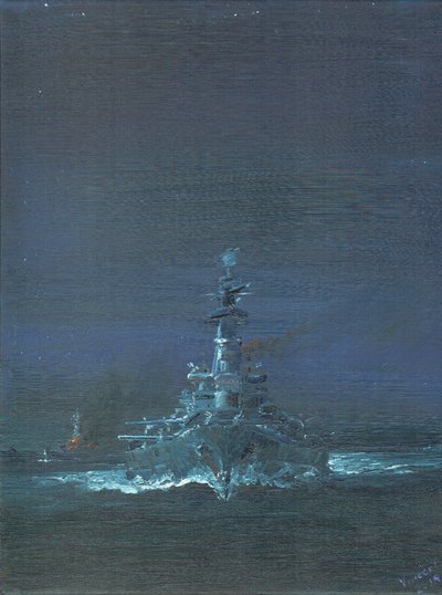 USS Washington ser Kirishima på radar ved Guadalcanal 1942, 2019 af Vincent Alexander Booth
