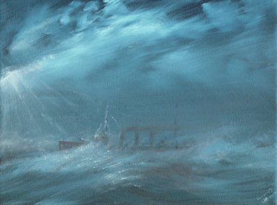 US Destroyer i en storm på havet 1917, 2019 af Vincent Alexander Booth