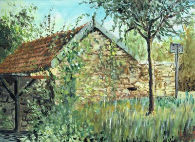 Vaskehytte i Laignes, 2006, (akryl på lærred) af Vincent Alexander Booth