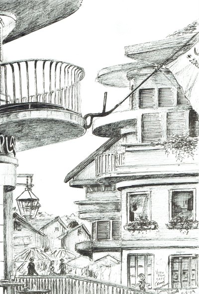 cafe i Crans - Montana, Schweiz, 2009 af Vincent Alexander Booth