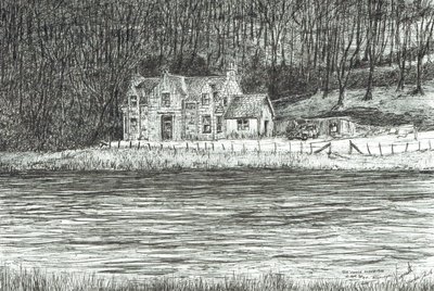 hus på den anden side af floden Spey, 2006 af Vincent Alexander Booth