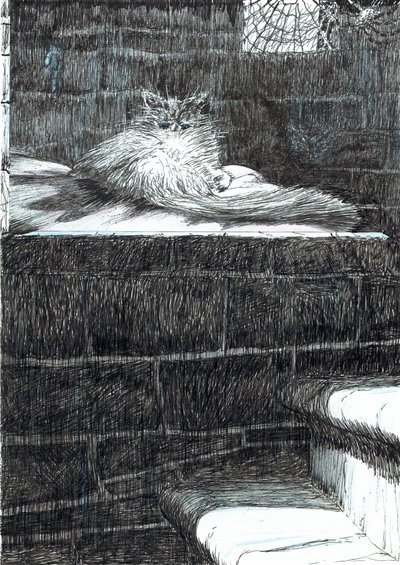 side 21, Slottet i Findhorns skov, 2006, (blæk på papir) af Vincent Alexander Booth