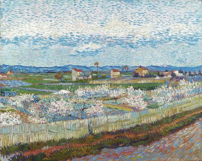 Ferskentræer i blomst, 1889. af Vincent van Gogh