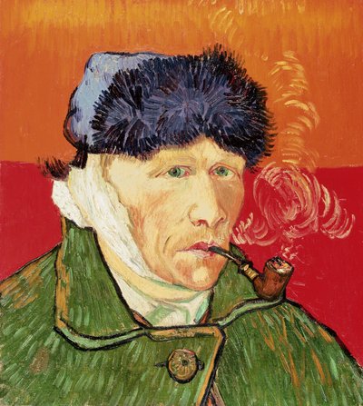 Selvportræt med bandageret øre og pibe, 1889. af Vincent van Gogh