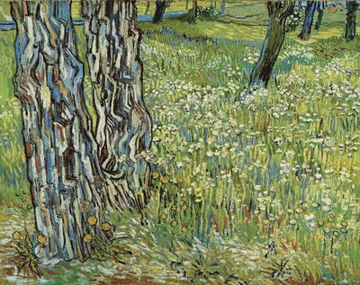 Træstammer i græsset, 1890. af Vincent van Gogh