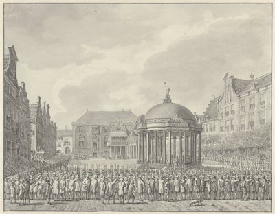 Taget i ed i regeringsreglementet på Grote Markt i Haarlem, 5. september 1787 af Vincent Jansz. van der Vinne (signed by artist)