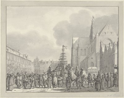 Franskmændenes ankomst på Grote Markt i Haarlem, 1795 af Vincent Jansz. van der Vinne