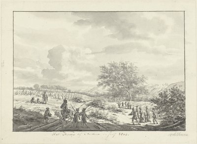 Hærlejr i klitterne nær Overveen i juli 1803 Lejren nær Overveen, i juli 1803 (titel på objekt) af Vincent Jansz. van der Vinne