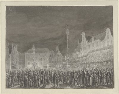 Fejring af proklamationen af ​​alliancen med Frankrig på Grote Markt i Haarlem, 1795 af Vincent Jansz. van der Vinne