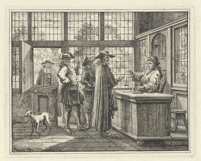 Interiør med guldvægt og kunder af Vincent Laurensz. van der Vinne (II)