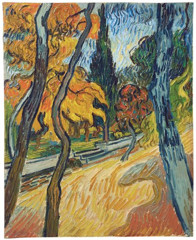 Træer i asylhaven, 1889 af Vincent van Gogh
