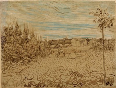 Bondegård på en mark af Vincent van Gogh