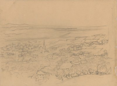 Fugleperspektiv af landsbyen af Vincent van Gogh