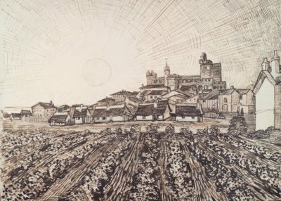Udsigt over les Saintes-Maries af Vincent van Gogh