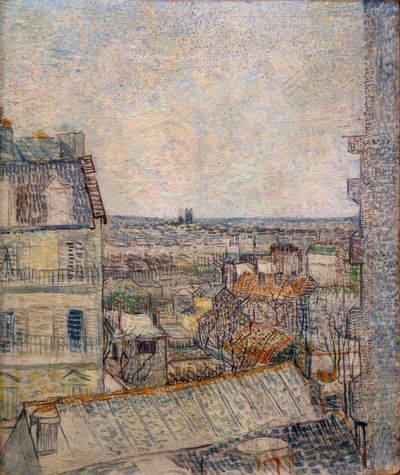 Udsigt fra vinduet i lejligheden på Rue Lepic af Vincent van Gogh