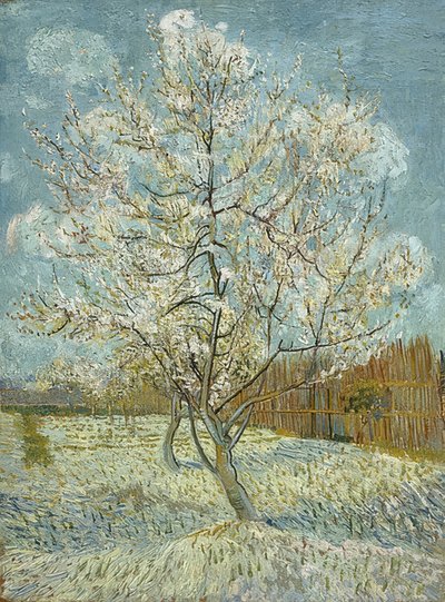 Blomstrende ferskentræ (pink). Arles, april-maj 1888 af Vincent van Gogh