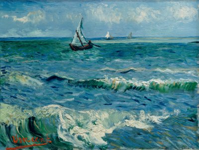 Boote auf See, Les Saintes-Maries-de– la-Mer af Vincent van Gogh