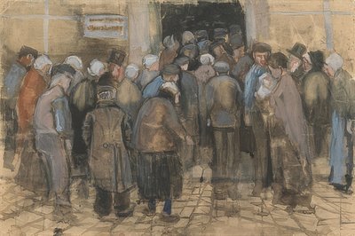De fattige og pengene (mængde foran statens lotterikontor). 1882 af Vincent van Gogh