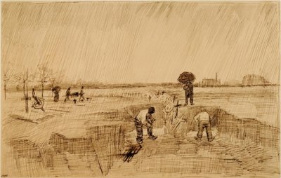 Kirkegård i regnen af Vincent van Gogh
