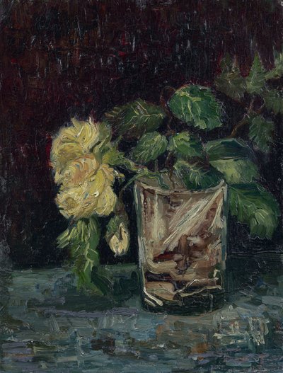 Glas med gule roser (verre avec roses jaunes) af Gogh, Vincent, van (1853-1890). Olie på pap, størrelse: 35x27 af Vincent van Gogh
