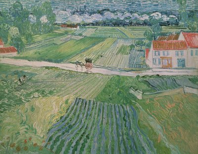 Landskab ved Auvers efter regn (Landskab med vogn og tog) af Vincent van Gogh