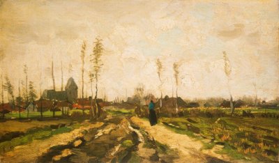 Landskab med kirke og huse af Vincent van Gogh