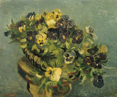 ""Kurv med stedmoderblomster"" (Kurv med stedmoderblomster) Maleri af Vincent van Gogh (1853-1890) 1886 Dim 46x55,5 cm cm Van Gogh Museum, Amsterdam af Vincent van Gogh