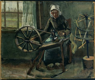 Bondekvinde vikle spoler af Vincent van Gogh