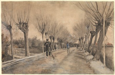 Road in Etten, 1881 (kridt, blyant, pastel, wc, pen og brunt blæk) af Vincent van Gogh