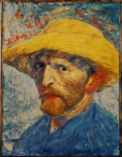 Selvportræt med en gul stråhat af Vincent van Gogh