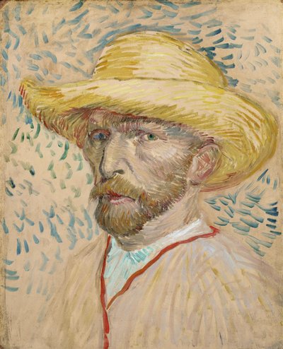 Selvportræt med stråhat af Vincent van Gogh