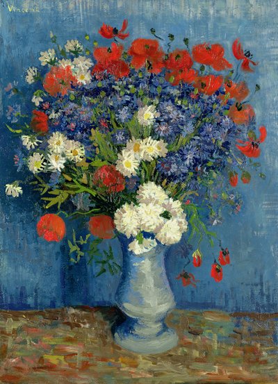Stilleben: Vase med kornblomster og valmuer, 1887 af Vincent van Gogh