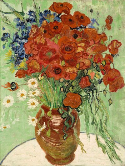 Stilleben, vase med tusindfryd og valmuer, 1890 af Vincent van Gogh
